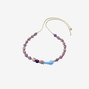 Sorbet Island Necklace With Dolphins And Glass Beads