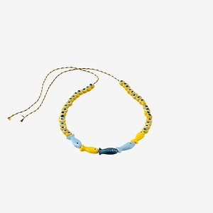 Sorbet Island Fabric And Glass Bead Necklace