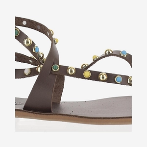 Kima Naxos Leather Sandal With Embellishments