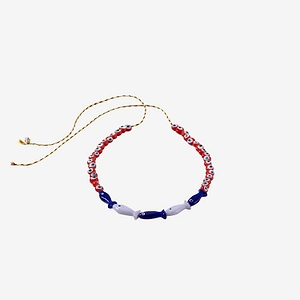 Sorbet Island Fabric And Glass Bead Necklace