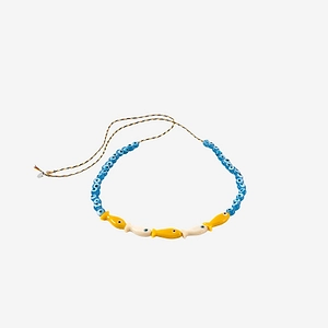 Sorbet Island Fabric And Glass Bead Necklace