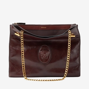 Versace Cabine Leather Shoulder Bag