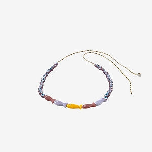 Sorbet Island Fabric And Glass Bead Necklace