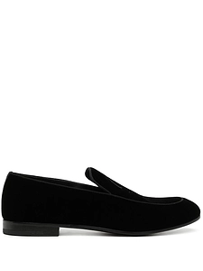 Giorgio Armani Embroidered Logo Velvet Loafers