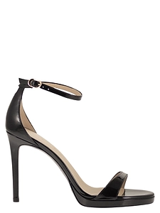 Stuart Weitzman Shiny Leather Platform Sandals With Stiletto Heel