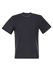 Majestic Stretch Linen T Shirt With Round Neckline