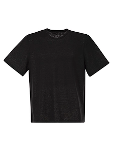 Majestic Stretch Linen T Shirt With Round Neckline
