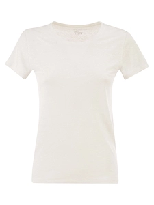 Majestic Stretch Linen T Shirt With Round Neckline