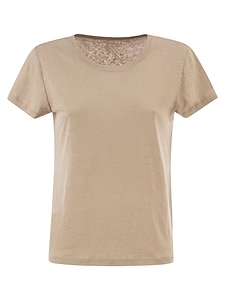 Majestic Stretch Linen T Shirt With Round Neckline