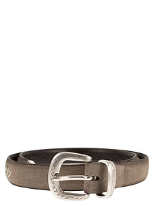 Alberto Luti Western Suede Belt With Turquoise Stone