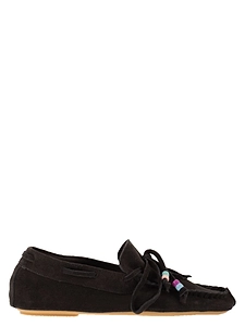 Anniel Suede Loafers With Fringes And Decorative Laces
