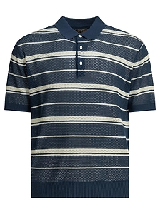 Beams Plus Striped Button Down Polo Shirt