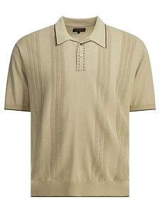 Beams Plus Textured Knit Button Down Polo Shirt