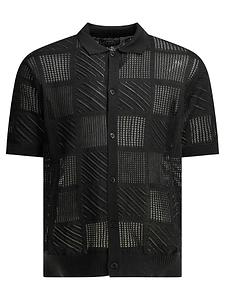 Beams Plus Textured Knit Button Down Polo Shirt