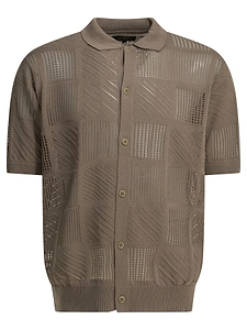 Beams Plus Textured Knit Button Down Polo Shirt
