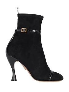 Thom Browne Trompe L'oeil 4 Bar Sandal Ankle Boot W/ 105 Mm Round Curved Heel In Stretch Soft Suede