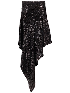 Niccolò Pasqualetti Cascata Skirt Floral Sequin Embroidered Velvet