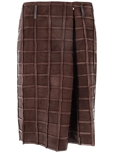 Niccolò Pasqualetti Piega Skirt Square Suede Patchwork