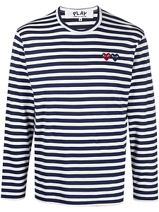 Comme Des GarÇOns Play U T Shirt Double Burgendy Emblem Knit