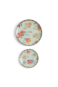 Lisa Corti Porcelain Set Plate Of 2 Japanese Green