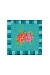 Lisa Corti Napkin 50 X50 Hima Big Flw Turquoise X 4