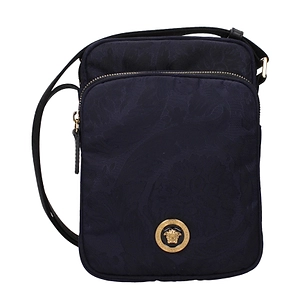 Versace Crossbody Bags Fabric Blue/Navy Blue