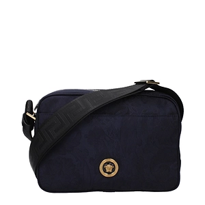 Versace Crossbody Bags Fabric Blue/Navy Blue