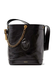 Versace Pivot Small Leather Bucket Bag