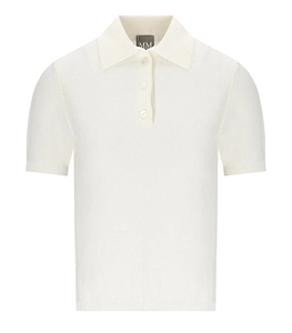 Mm Max Mara Carioca White Knitted Polo Shirt