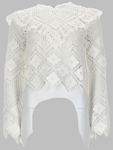 Self Portrait Top In Crochet Con Inserti In Pizzo