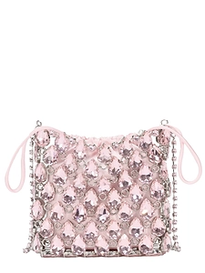 Self Portrait Borsa Mini In Maglia Metallica Con Cristalli