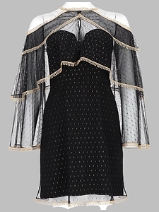 Thurley Abito Con Cappa In Tulle Plumetis