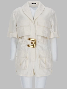 Balmain Jumpsuit Con Cintura In Denim