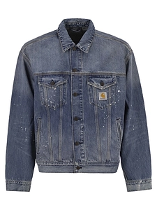 Carhartt Washed Denim Jacket With Paint Splatter Details