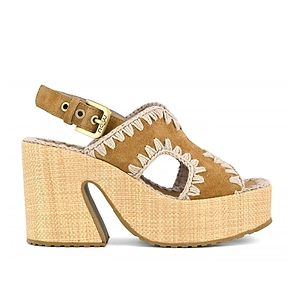 Mou Raffia Platform With Back Stra