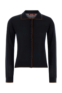 Mm Studio Midnight Blue Silk Blend Targo Cardigan