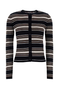 Mm Studio Embroidered Silk Blend Piombo Cardigan