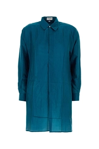 The Rose Ibiza Teal Green Silk Shirt Dress