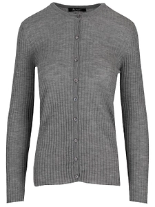 La Rose La Rose Cash/Silk Ribs R Neck Cardigan