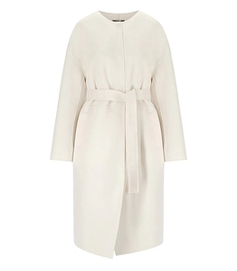 Mm Max Mara Stilla White Belted Coat