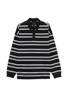 Juun.J Stripe Over Fit Polo Long Sleeve