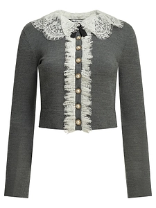 Self Portrait Sweater With Lace Collar