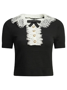 Self Portrait Sweater With Lace Collar