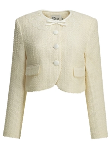 Self Portrait Bouclé Blazer With Lace Details