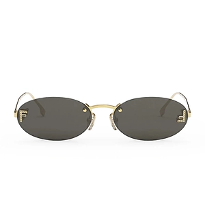 Fendi First Crystal Gold Oval Sunglasses