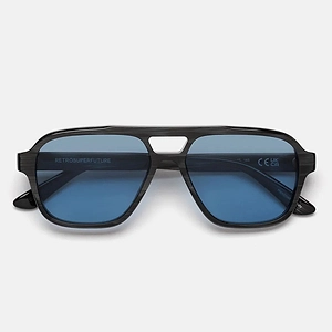Retro Super Future Sunglasses Maneval Black Cat 0 Jt Black/Blue Unisex