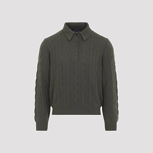 Ralph Laurent Collection Cable Knit Polo Sweater