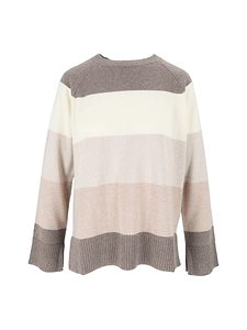 Kangra Cashmere Maxi Stripe Raglan C Rewneck Top