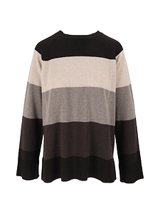 Kangra Cashmere Maxi Stripe Raglan C Rewneck Top