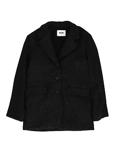 Msgm Resca Lurex Coat Jacket Girl Nero/Black